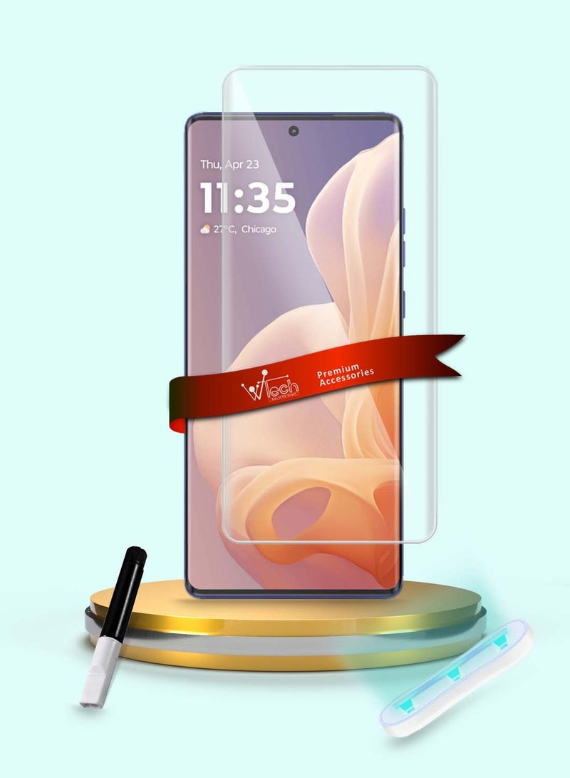 Wtech Motorola Moto G85 / Motorola S50 Neo / Motorola Edge 50 Fusion 5G 2024 Premium Curved Edges UV Full Glue Full Cover Tempered Glass Screen Protector (MSGUCN) - Clear - Image 1