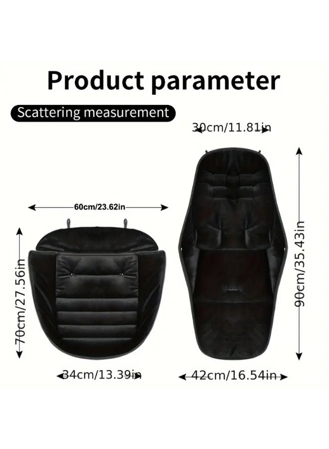 Universal Baby Stroller Foot Muff – Thickened Coral Fleece Lined Sleeping Bag for Winter, Anti-Kick Windproof Foot Cover, Warm & Cozy, Black - Image 2