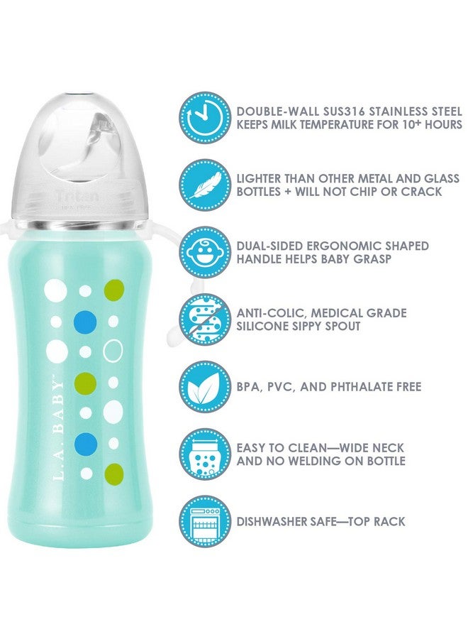 L.A. Baby Ultimate Stainless Steel Sippy Cup | 9oz Insulated Sippy Cup for Toddlers Insulates 10+ Hours | Leak-Free, Non-Toxic Medical Grade Silicone and Stainless Steel Sippy Cup for Baby - Green - Image 3