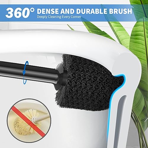 uptronic Toilet Plunger and Brush,2 Pack Bowl Brush and Heavy Duty Toilet Plunger Set with Holder, 2-in-1 Bathroom Cleaning Combo with Modern Caddy Stand for 5.7-inch Toilet Drain Bathroom Cleaning - Image 4