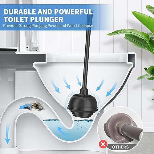 uptronic Toilet Plunger and Brush,2 Pack Bowl Brush and Heavy Duty Toilet Plunger Set with Holder, 2-in-1 Bathroom Cleaning Combo with Modern Caddy Stand for 5.7-inch Toilet Drain Bathroom Cleaning - Image 2
