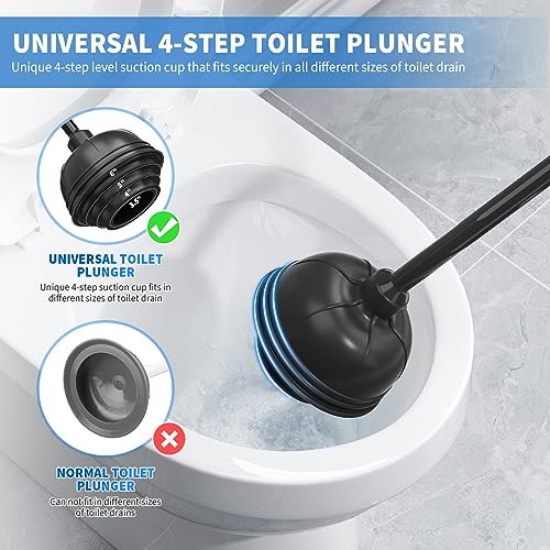 uptronic Toilet Plunger and Brush,2 Pack Bowl Brush and Heavy Duty Toilet Plunger Set with Holder, 2-in-1 Bathroom Cleaning Combo with Modern Caddy Stand for 5.7-inch Toilet Drain Bathroom Cleaning - Image 3