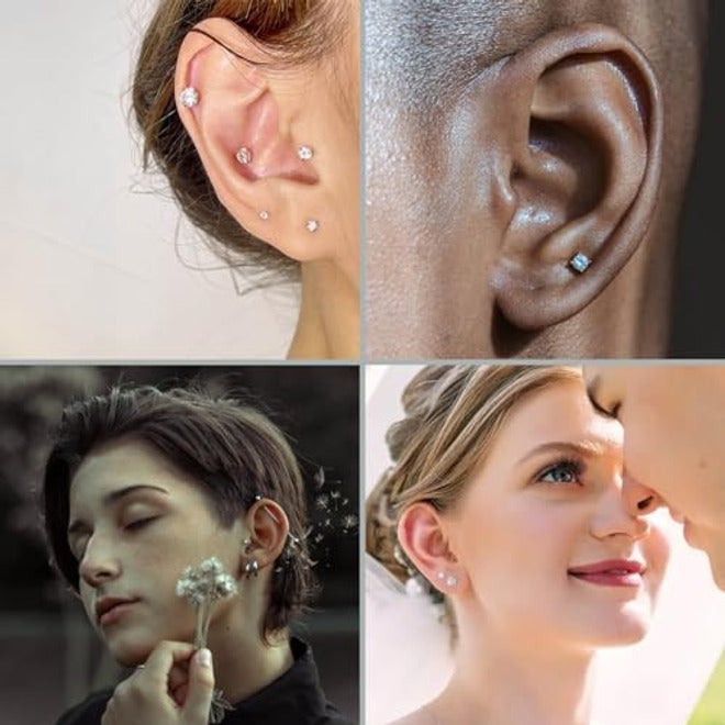 Gotumo - Aretes con parte trasera plana de 20G, titanio G23 sin rosca, para tragus, labret, cartílago, labio, medusa, conch, piercing corporal, joyería hipoalergénica para mujeres y hombres - Image 4