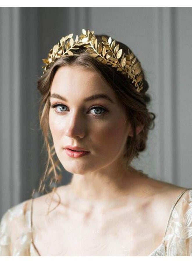Chargances - Chargances Bridal Gold Leaf Crown Headband Bridal Tiara Gold Leaf headpiece for Wedding Prom Festival Bridesmaid Hair Accessoriecs(Gold) - Image 1
