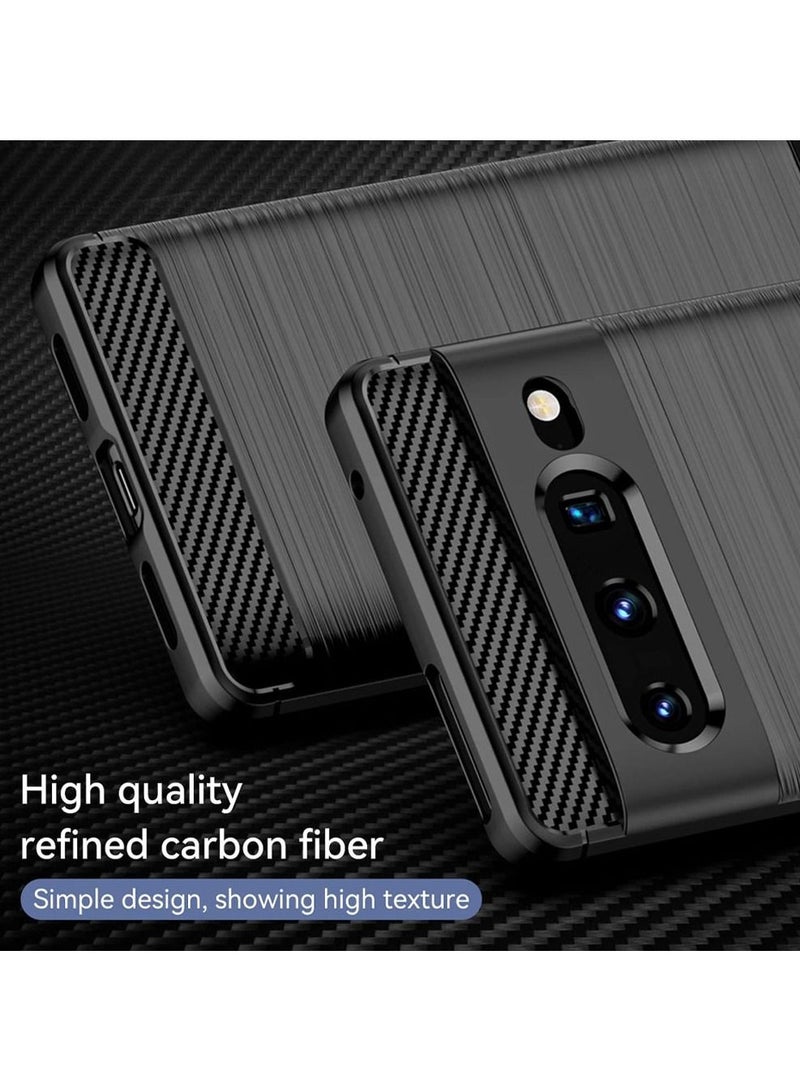 CATANES Google Pixel 7 Pro Case Slim Soft TPU Brushed Carbon Fiber Anti-Fingerprint Shockproof Cover Black - Image 5