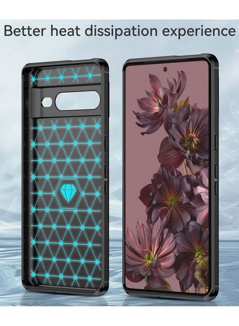 CATANES Google Pixel 7 Pro Case Slim Soft TPU Brushed Carbon Fiber Anti-Fingerprint Shockproof Cover Black - Image 3