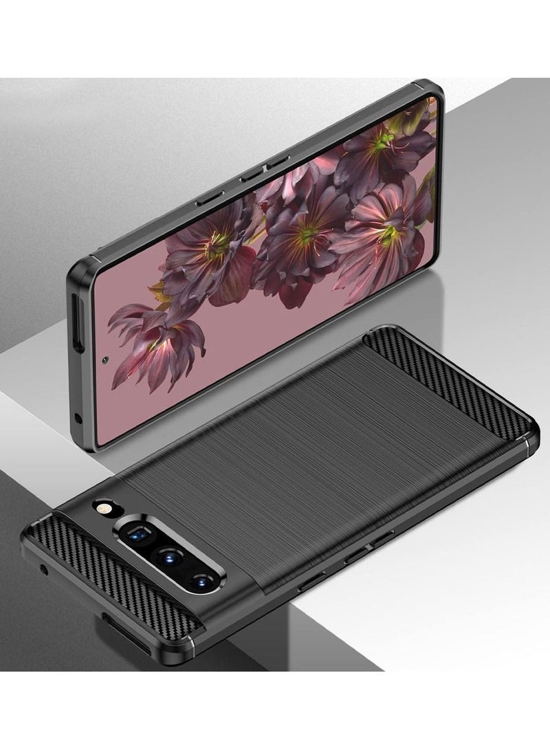 CATANES Google Pixel 7 Pro Case Slim Soft TPU Brushed Carbon Fiber Anti-Fingerprint Shockproof Cover Black - Image 4