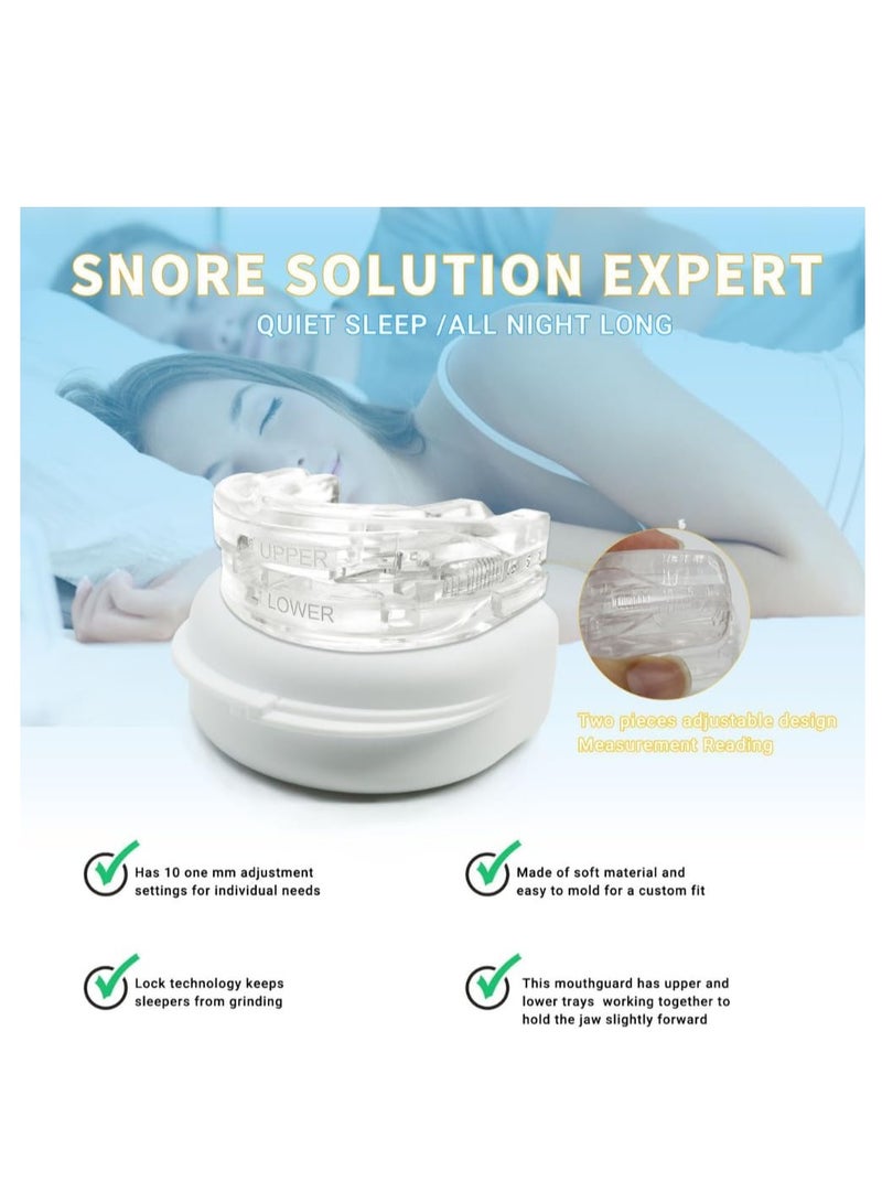 جوي وورلد جهاز مكافحة الشخير، واقي الفم المضاد للشخير، واقي الفم المضاد للشخير لجميع أشكال الفم، مضاد للطحن، قابل لإعادة الاستخدام، حل فعال لتخفيف صريف الأسنان وطحن الأسنان للرجال والنساء (أبيض) - Image 3