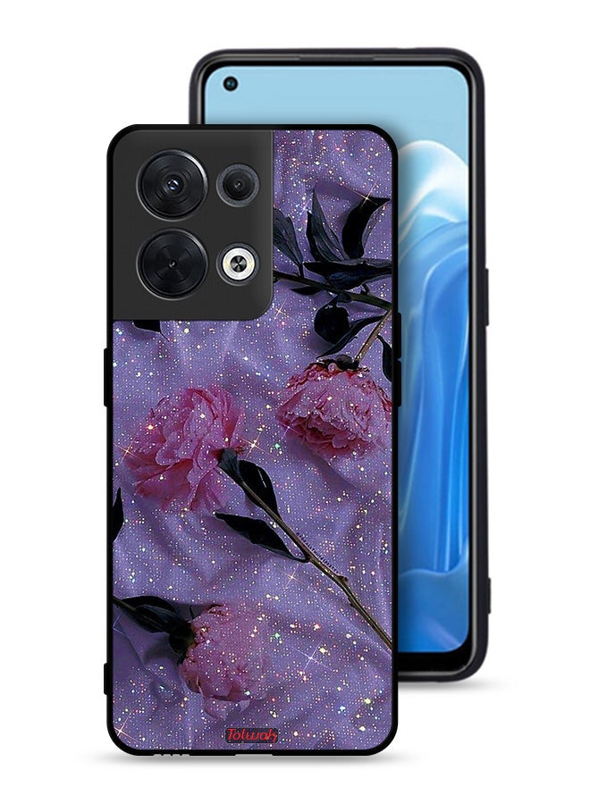 Tolwak Oppo Reno8 5G Protective Case Cover Glitter Roses - Image 1