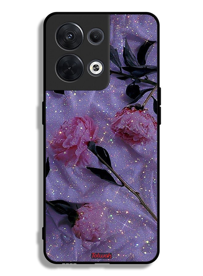 Tolwak Oppo Reno8 5G Protective Case Cover Glitter Roses - Image 2