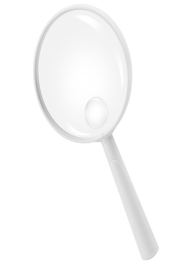 Feosky Handheld Reading Magnifier, 10X Magnifier, 75mm Shatterproof Lens, Adults Close Work Non-Slip Handle for Seniors Reading and Nature Exploration (White) - Image 1
