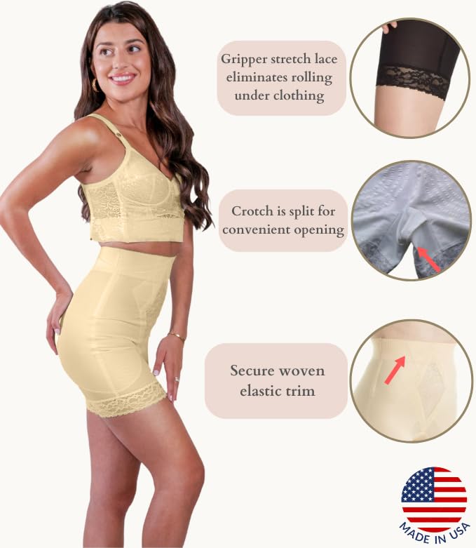 Rago 6206 - High Waist Long Leg Shaper | Made in USA | No Top Roll Waistband | Quality Material | Medium Control | Beige 6XL/42 - Image 5