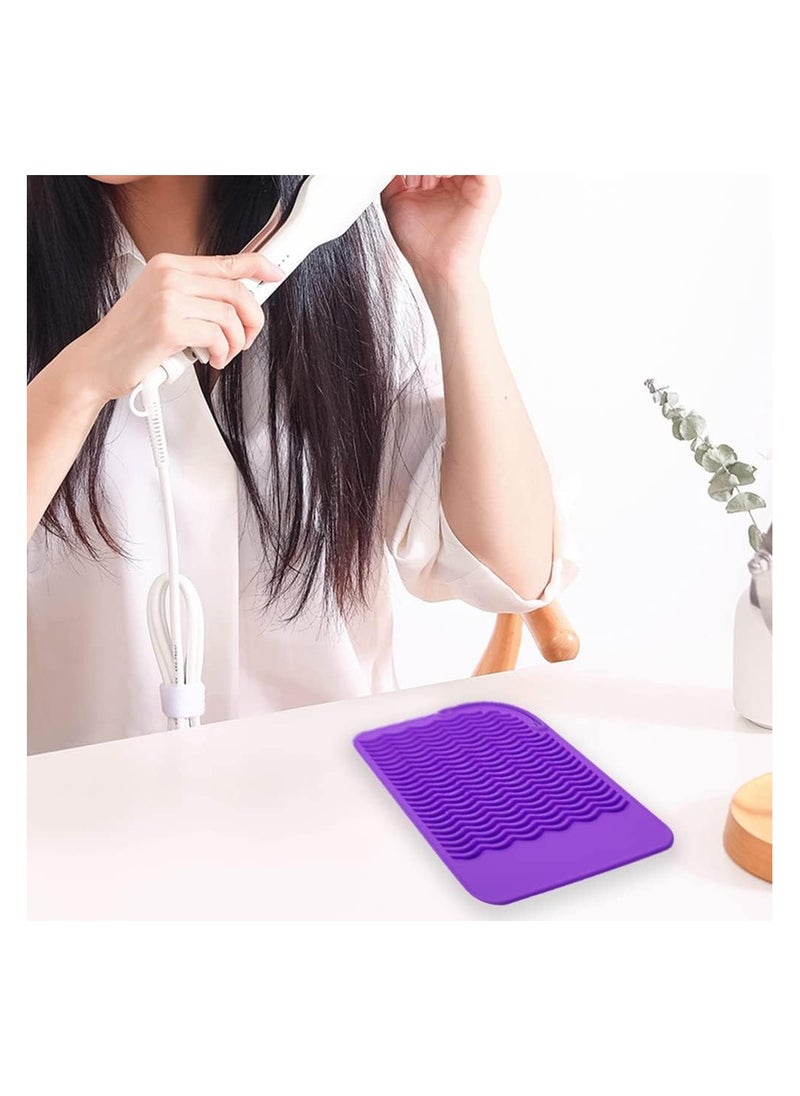 Bukela - Heat Resistant Silicone Mat Pouch, Styling Tools Heat Mat, Silicone Anti-heat Pad for Hair Straightener, Curling Irons, Flat Irons, Waver , Purple - Image 1