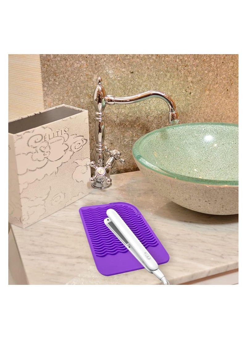 Bukela - Heat Resistant Silicone Mat Pouch, Styling Tools Heat Mat, Silicone Anti-heat Pad for Hair Straightener, Curling Irons, Flat Irons, Waver , Purple - Image 1
