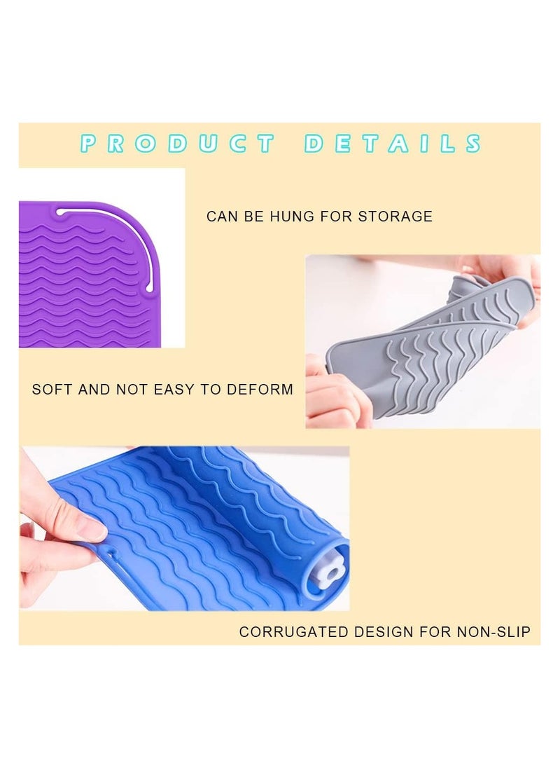 Bukela - Heat Resistant Silicone Mat Pouch, Styling Tools Heat Mat, Silicone Anti-heat Pad for Hair Straightener, Curling Irons, Flat Irons, Waver , Purple - Image 1