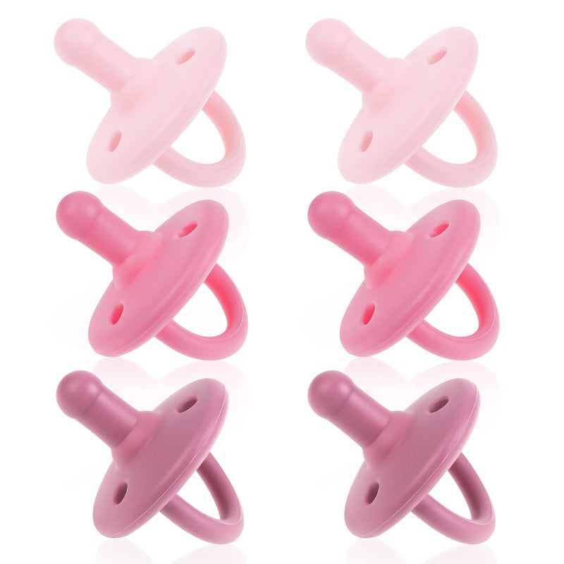Sweet Child Pacifiers 018 Months Set of 6 UltraLight Silicone Binkies with Collapsible Handle 3 Air Holes for Added Safety Best Newborn Pacifiers for Baby Boys Or Girls