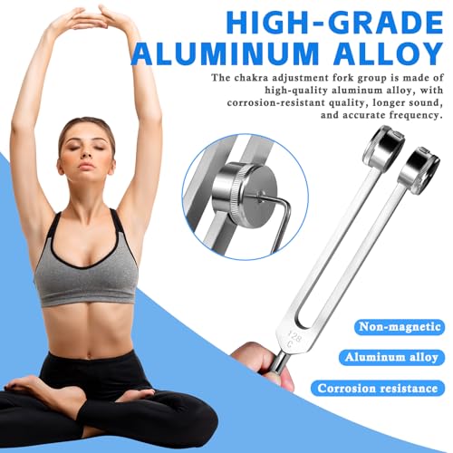 GOGHOST Tuning Forks for Healing Set 3PCS, Aluminum Fork with Mallet and Storage Bag for Chakra/Medical/Sound Therapy Instruments/Yoga/Meditation Accessories - Silver - 128Hz, 256Hz, 512Hz - Image 4