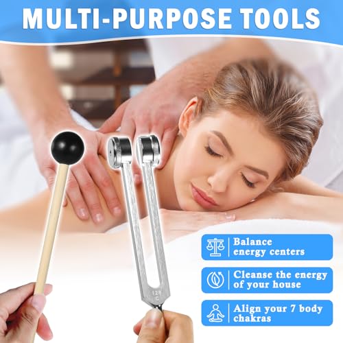 GOGHOST Tuning Forks for Healing Set 3PCS, Aluminum Fork with Mallet and Storage Bag for Chakra/Medical/Sound Therapy Instruments/Yoga/Meditation Accessories - Silver - 128Hz, 256Hz, 512Hz - Image 5