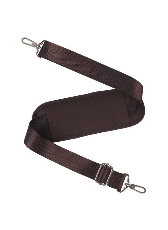 BOMKEE Shoulder Strap BOMKEE Universal Replacement Adjustable Bag Strap with 59 Inch Metal Swivel Hooks and Non-Slip Pad for Laptop Case Briefcase Messenger Bag Diaper Bag Camera Bag Travel Bag (Brown - Image 1