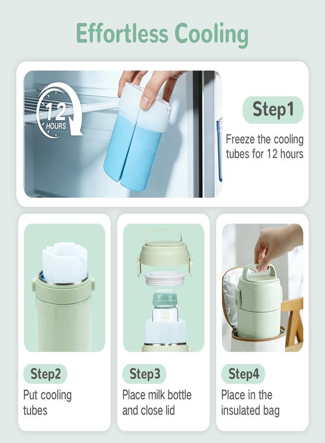 COMI Breast Milk Cooler,24H Triple-Layer Cooling,Breastmilk Storage Bottles Container, 10oz Leak Proof Outdoor Small Freezer,for Travel, Work, Night Pumping, Gift for New Moms(Green) - Image 3