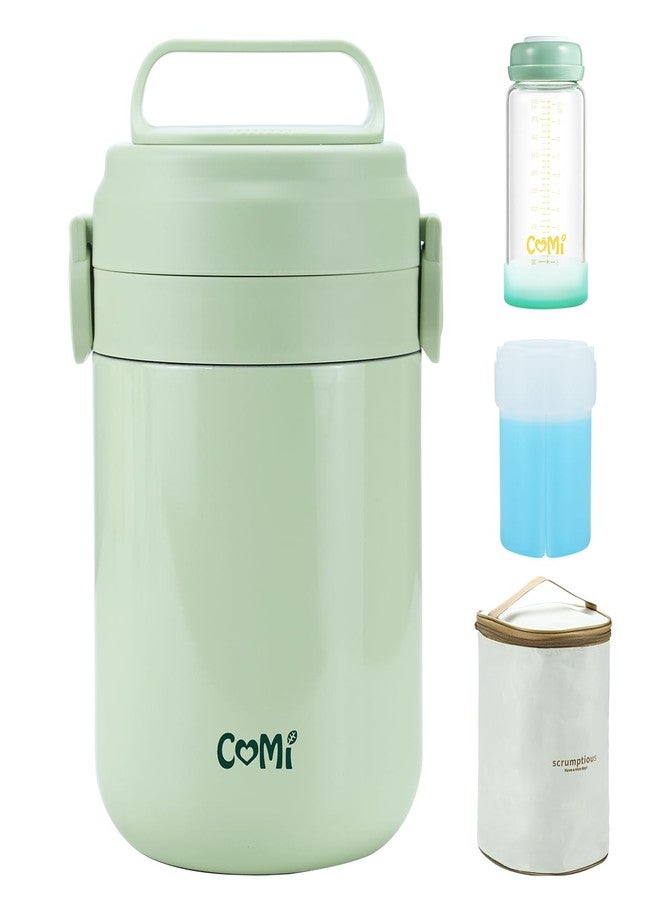 COMI Breast Milk Cooler,24H Triple-Layer Cooling,Breastmilk Storage Bottles Container, 10oz Leak Proof Outdoor Small Freezer,for Travel, Work, Night Pumping, Gift for New Moms(Green) - Image 1