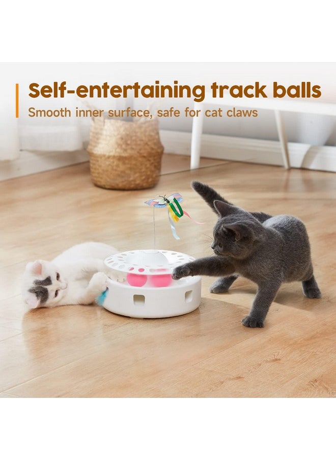 Potaroma Potaroma Cat Toys 3in1 Automatic Interactive Kitten Toy, Fluttering Butterfly, Moving Ambush Feather, Track Balls, Dual Power Supplies, USB Powered, Indoor Exercise Kicker (Bright White)  - Image 5