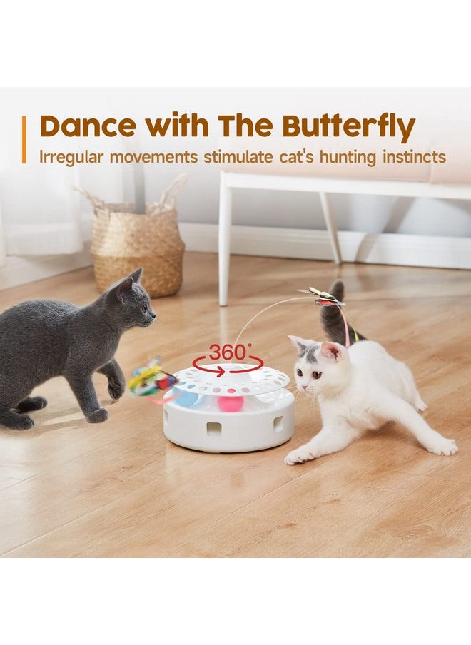 Potaroma Potaroma Cat Toys 3in1 Automatic Interactive Kitten Toy, Fluttering Butterfly, Moving Ambush Feather, Track Balls, Dual Power Supplies, USB Powered, Indoor Exercise Kicker (Bright White)  - Image 3