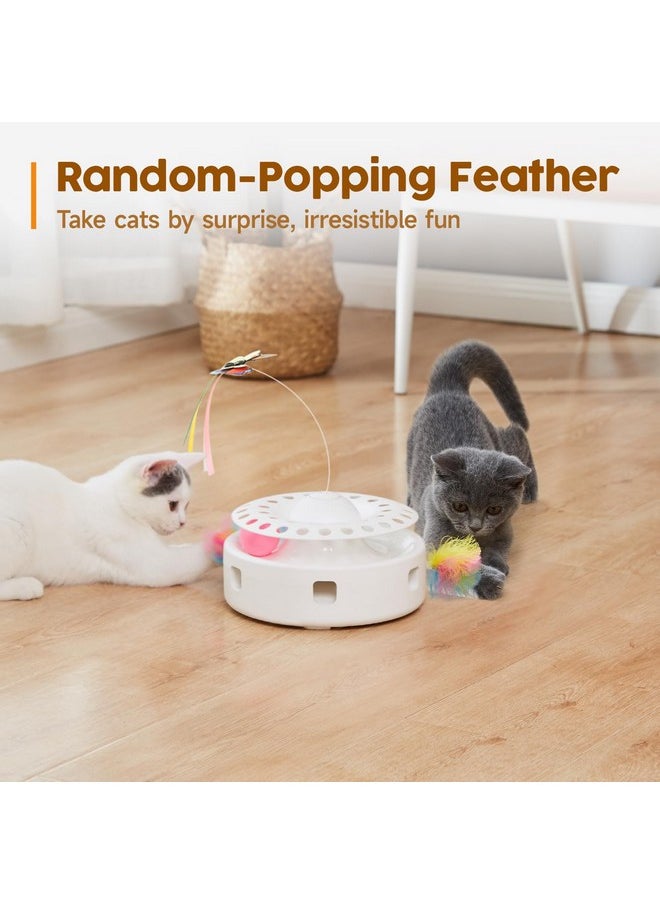 Potaroma Potaroma Cat Toys 3in1 Automatic Interactive Kitten Toy, Fluttering Butterfly, Moving Ambush Feather, Track Balls, Dual Power Supplies, USB Powered, Indoor Exercise Kicker (Bright White)  - Image 4