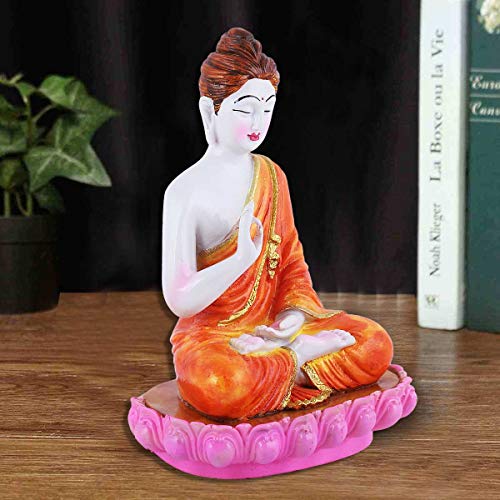 MARINER'S CREATION Buddha Statues for livingroom Buddha Idol for Home Decor shaowpiece for Gift Color- Orange,White size-15x8x20 cm - Image 3