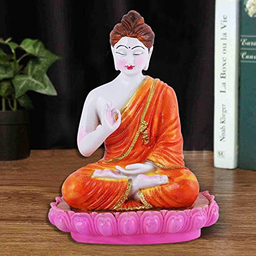 MARINER'S CREATION Buddha Statues for livingroom Buddha Idol for Home Decor shaowpiece for Gift Color- Orange,White size-15x8x20 cm - Image 2