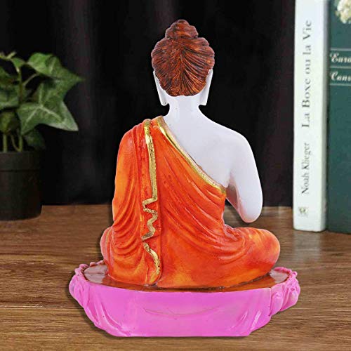 MARINER'S CREATION Buddha Statues for livingroom Buddha Idol for Home Decor shaowpiece for Gift Color- Orange,White size-15x8x20 cm - Image 5