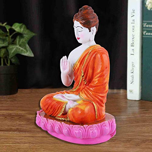 MARINER'S CREATION Buddha Statues for livingroom Buddha Idol for Home Decor shaowpiece for Gift Color- Orange,White size-15x8x20 cm - Image 4