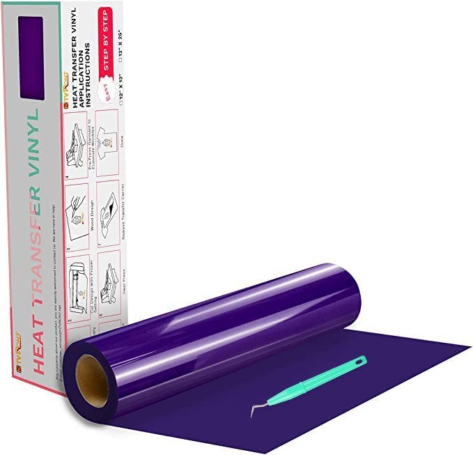 HTVRONT HTV Vinyl Rolls Heat Transfer Vinyl  12 x 20ft Purple HTV Vinyl for Shirts Iron on Vinyl for All Cutter Machine  Easy to Cut  Weed for Heat Transfer Design Purple