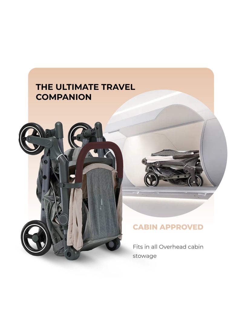 Nurtur Pixel Baby/Kids Travel Cabin Stroller, Aluminium Alloy, leatherette details, 0 36 months, Storage Basket, Detachable Bumper, 5 Point Safety Harness, Compact Foldable Design, Black - Image 3