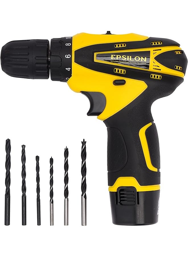 Epsilon 12V Cordless Drill Ecd1037 Chuck Size 10 Mm Perfect For Home And Business No Load Speed 0 400 0 1400 Rpm Includes Accessories Black And Yellow  - Image 4