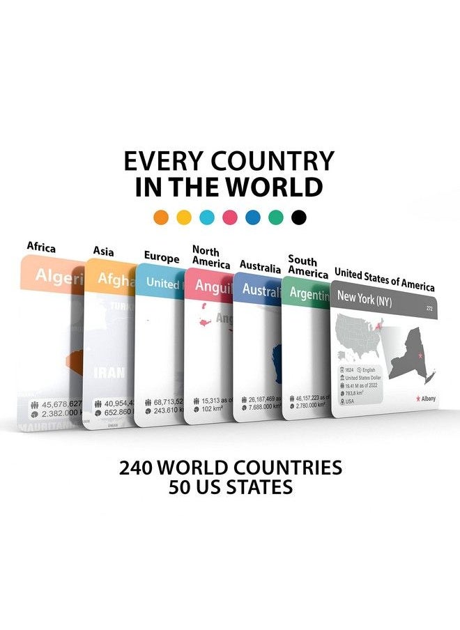 Briston - Countries Of The World Flashcards 290 Country & Us States Complete With Capital Continent Flag & More Educational Geography Flash Card Game Gift For Kids Family & Adults [Updated 2023 Edition] - Image 1