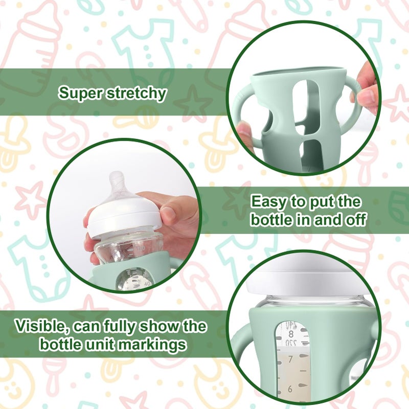 Juome Silicone Sleeves with Handles for Avent Natural Glass Baby Bottle - 3 Pack Anti Breakage Baby Bottles Holder, Compatible with Philips Avent Anti Colic Baby Bottles 8 oz - Image 4