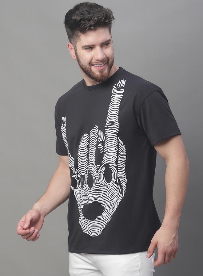 تايك تو تيشيرت رجالي أسود بطبعة جرافيك مقاس كبير من دور - Image 3