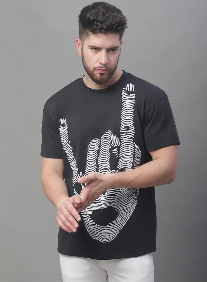 Take Two Men Black Graphic Print Oversized T-Shirt