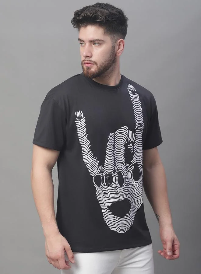 Take Two Men Black Graphic Print Oversized T-Shirt