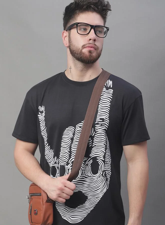 Take Two Men Black Graphic Print Oversized T-Shirt