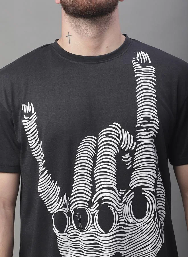Take Two Men Black Graphic Print Oversized T-Shirt