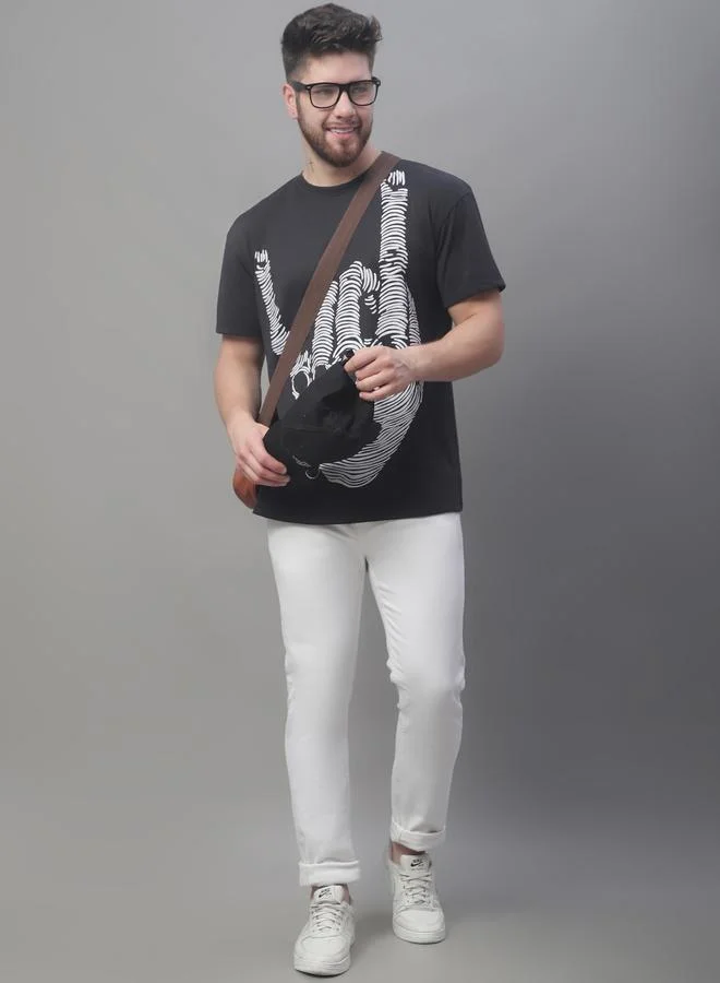 Take Two Men Black Graphic Print Oversized T-Shirt