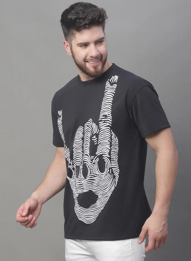 Take Two Men Black Graphic Print Oversized T-Shirt