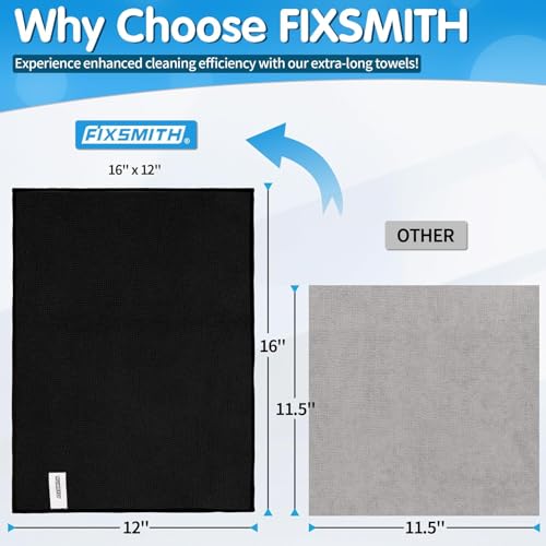 FIXSMITH Black Microfiber Cleaning Cloth Pack of 50 Highly Absorbent Cleaning Rags 16X12 All Purpose Cleaning Towels for Housekeeping Kitchen Car Lint Free and Reusable Microfiber Towels - Image 3