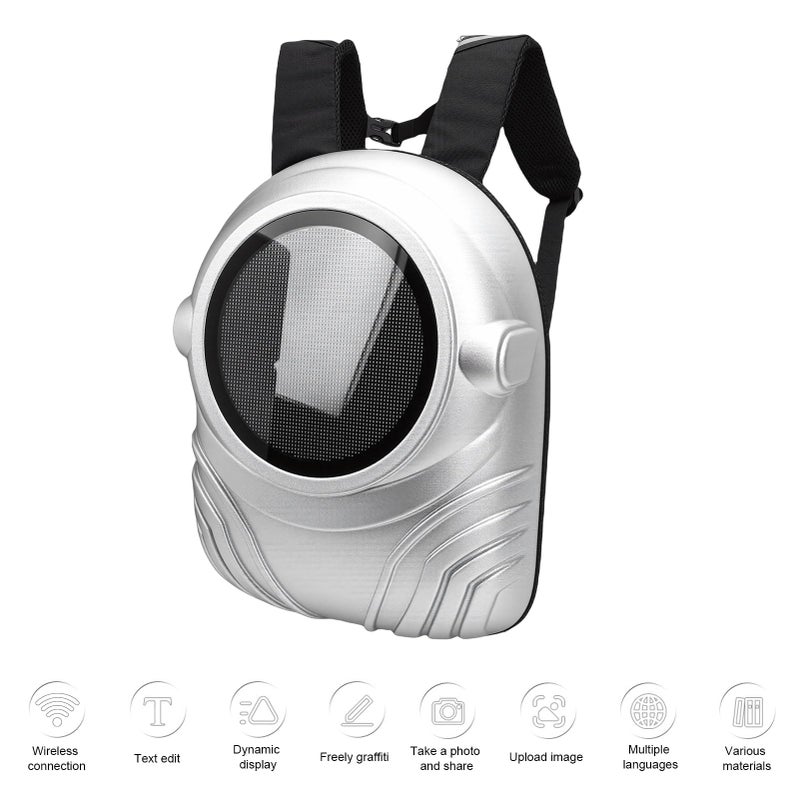 Space Themed LED Backpack with 64x64 Programmable Color Screen Large Capacity Waterproof Hardshell for Motorcycle Cycling Travel Gift - Image 5