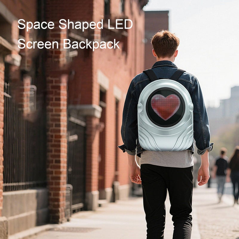 Space Themed LED Backpack with 64x64 Programmable Color Screen Large Capacity Waterproof Hardshell for Motorcycle Cycling Travel Gift - Image 3