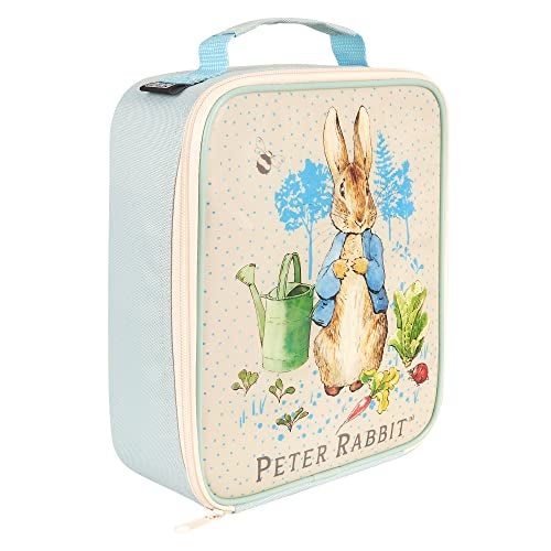 Peter Rabbit Insulated Reusable Kids Lunch Bag with Handle  Official Merchandise 600D Polyester Cooler  Durable Food  Drink Thermal Tote for School Nursery Snacks PicnicBlue  White