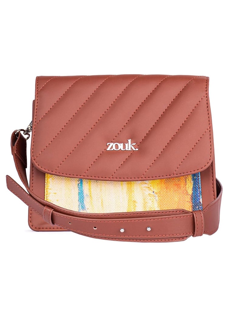 ZOUK Vegan Leather Flap Closure Beyond Basic Sling Bag For Women's Girls - Image 1