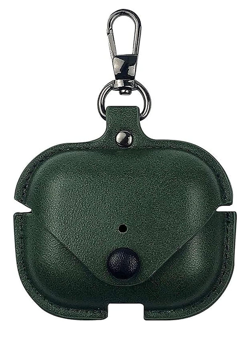 Generic AirPods Pro 2 Case (2022), Leather Protective Case Skin Cover with Keychain and Lock for Apple Airpods Pro 2 Case Green  - Image 1